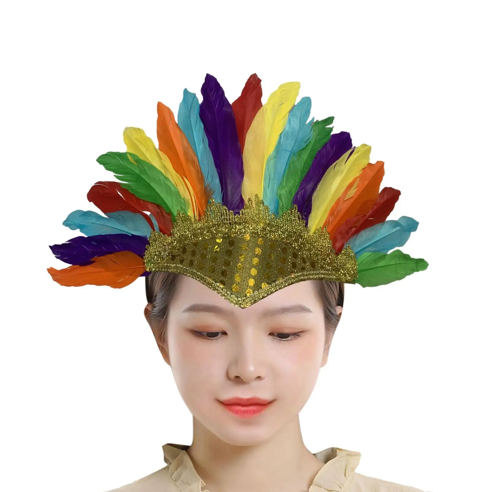 Feather Headdress Decoration American Chief Indian Headdress for Party Carnival