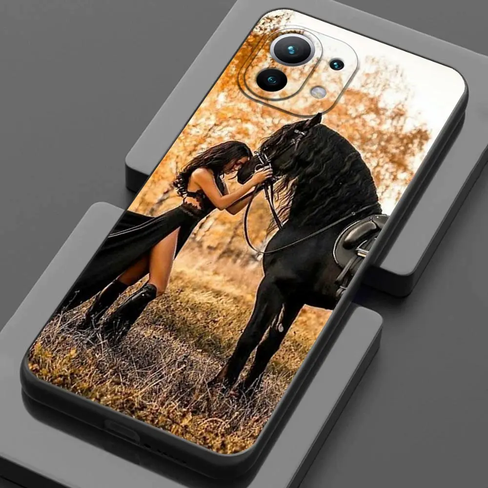 

Horse Girl Animal Black Horses For Xiaomi 15 Ultra 11T 12T 13T 14T Pro Phone Case Mi POCO X7 M7 F7 Pro F5 F6 M6 X3 X6 Back Cover