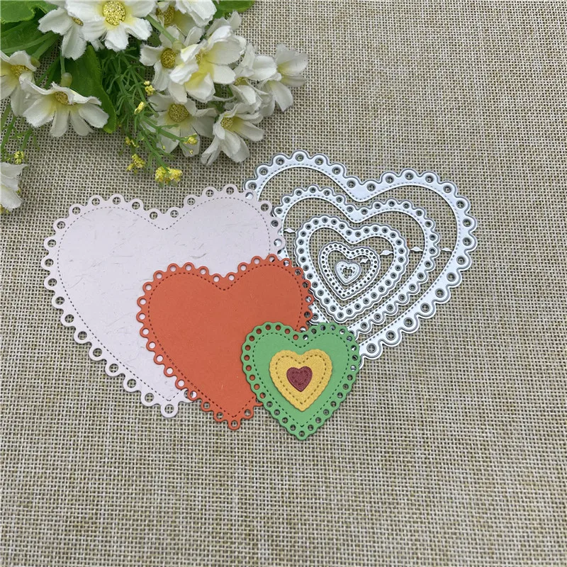 Heart-shaped Frames background Metal Cutting Dies Stencils For DIY Scrapbooking Decorative Embossing Handcraft Template