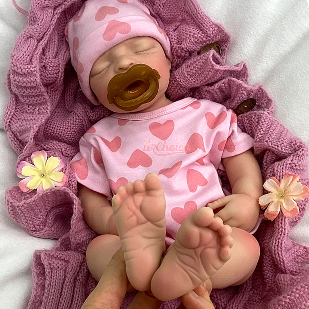 17 "siliconen reborn babypop waterdicht meisje levensecht geschilderd slapende bebe pop 3D huid zichtbare aderen collectible kunstpoppen