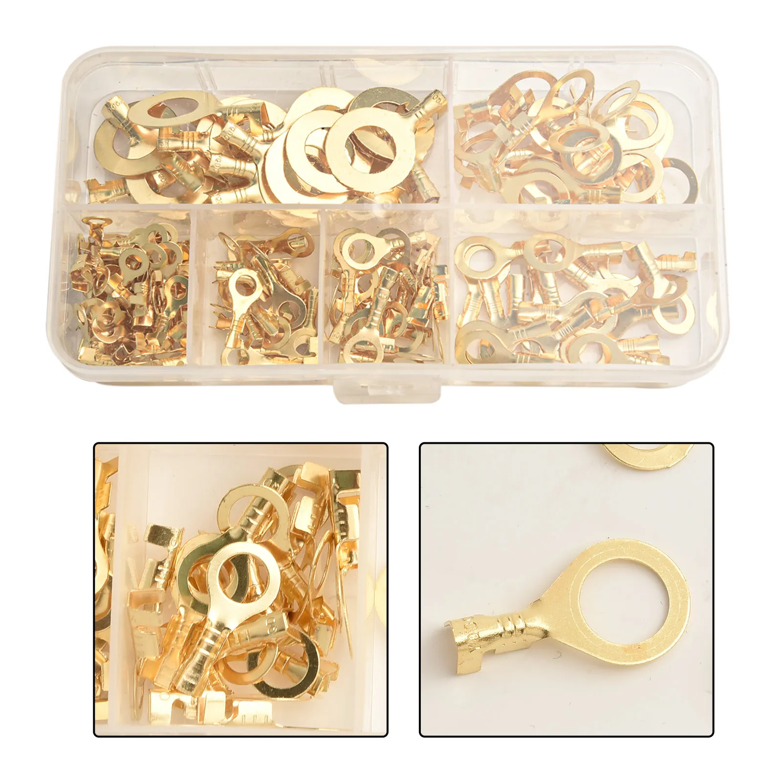 3.0mm 50pcs Ring Eye Terminal 150PCS Golden Color Manual Measurement Slight Measurement Deviation Different Sizes