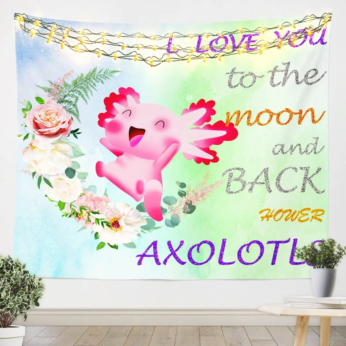 Cute Axolotl Tapestry Cartoon Salamander Tapestries Kawaii Ocean Animal Wall Hanging Home Bedroom Dorm Decor Wall Blanket Cloth
