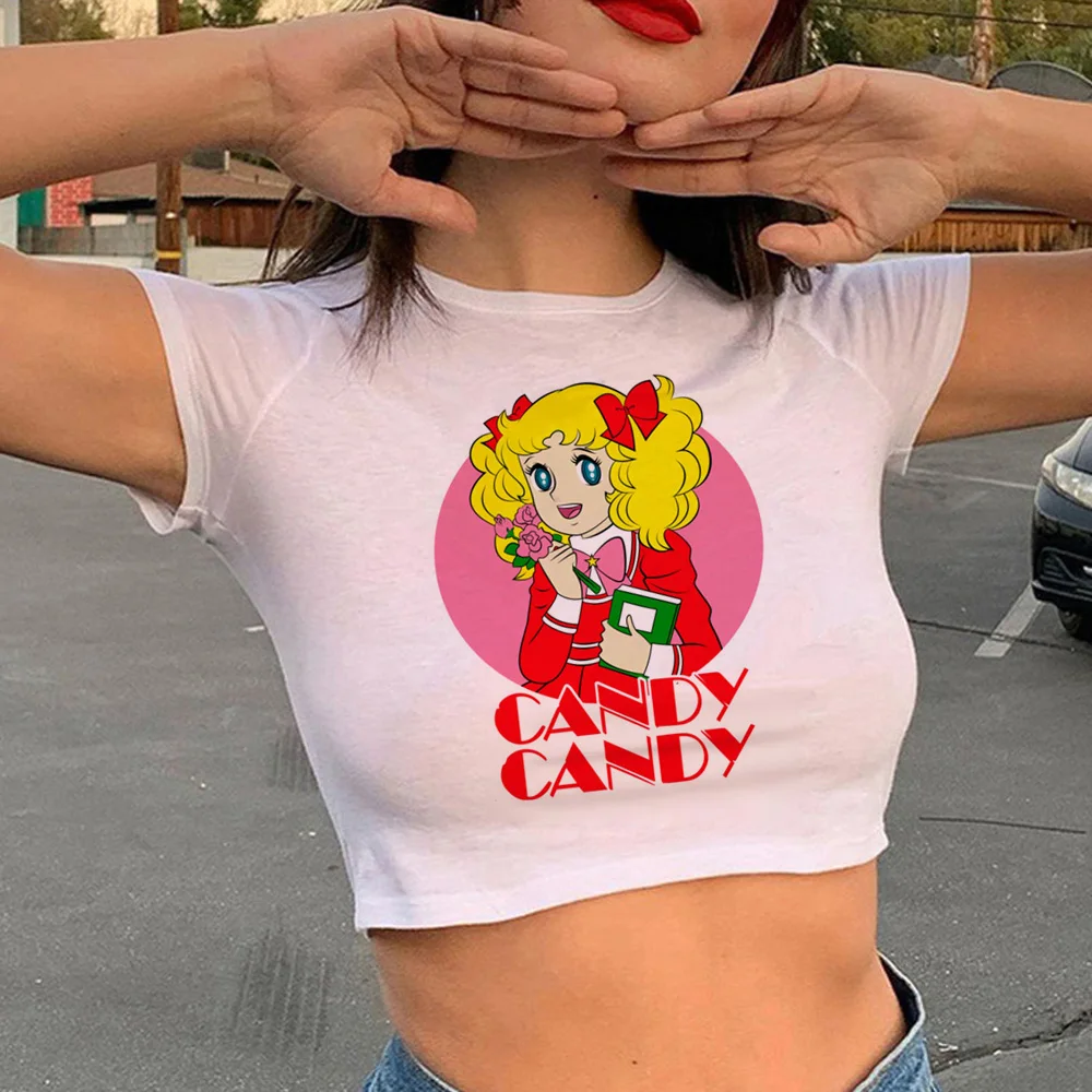 

Candy Candy fairy grunge aesthetic vintage crop top Woman kawai 2000s Harajuku cyber y2k tshirt