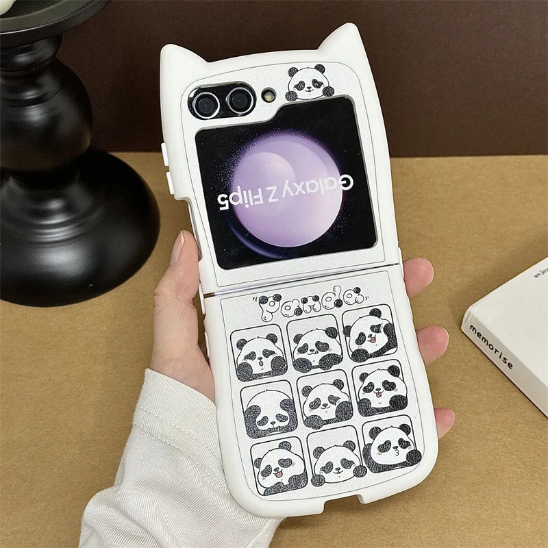 Etui na telefon Panda White do Samsung Galaxy Z Flip 6 5 4 3 Ochronne etui na telefon ZFlip4 ZFlip5 ZFlip6