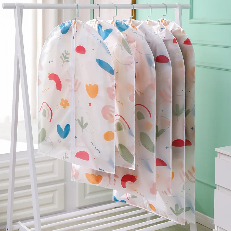 5Pcs/ Lot PEVA Dustproof Clothes Cover Garment Dress Hanging Organizer Protector Wardrobe Garment Suit Dress Coat Storage Bag