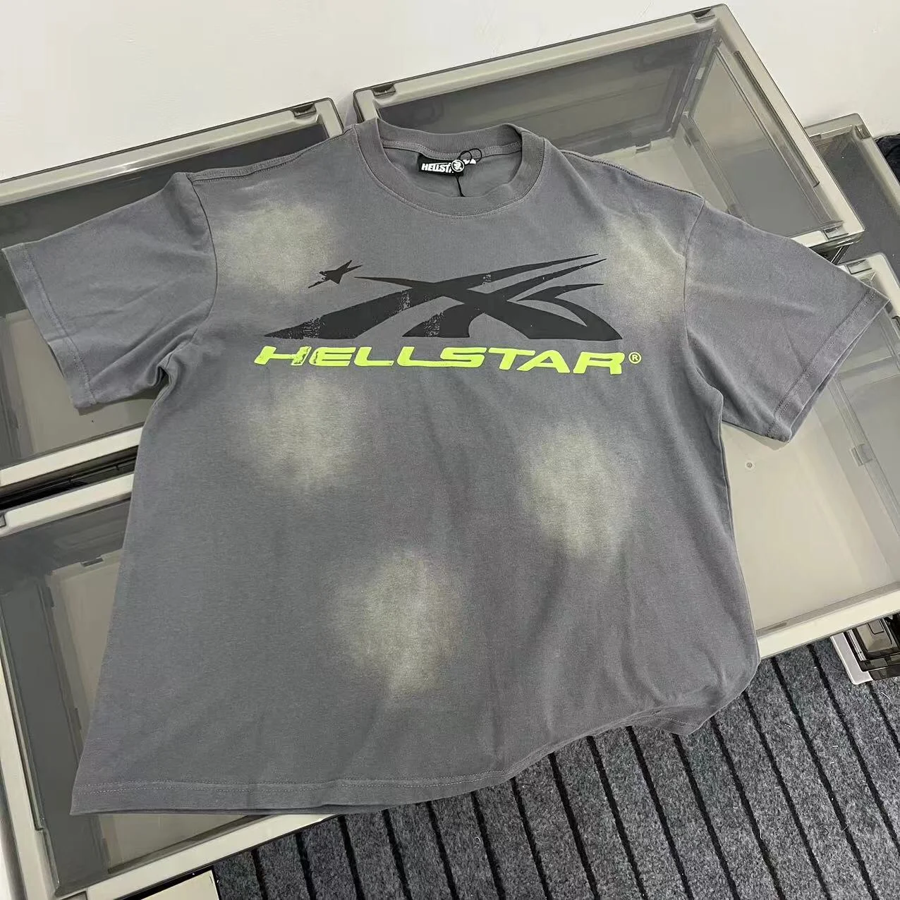 

Свободная повседневная мужская футболка с принтом Hell Star Cotton Fla Poer, модный молодежный летний круглый топ