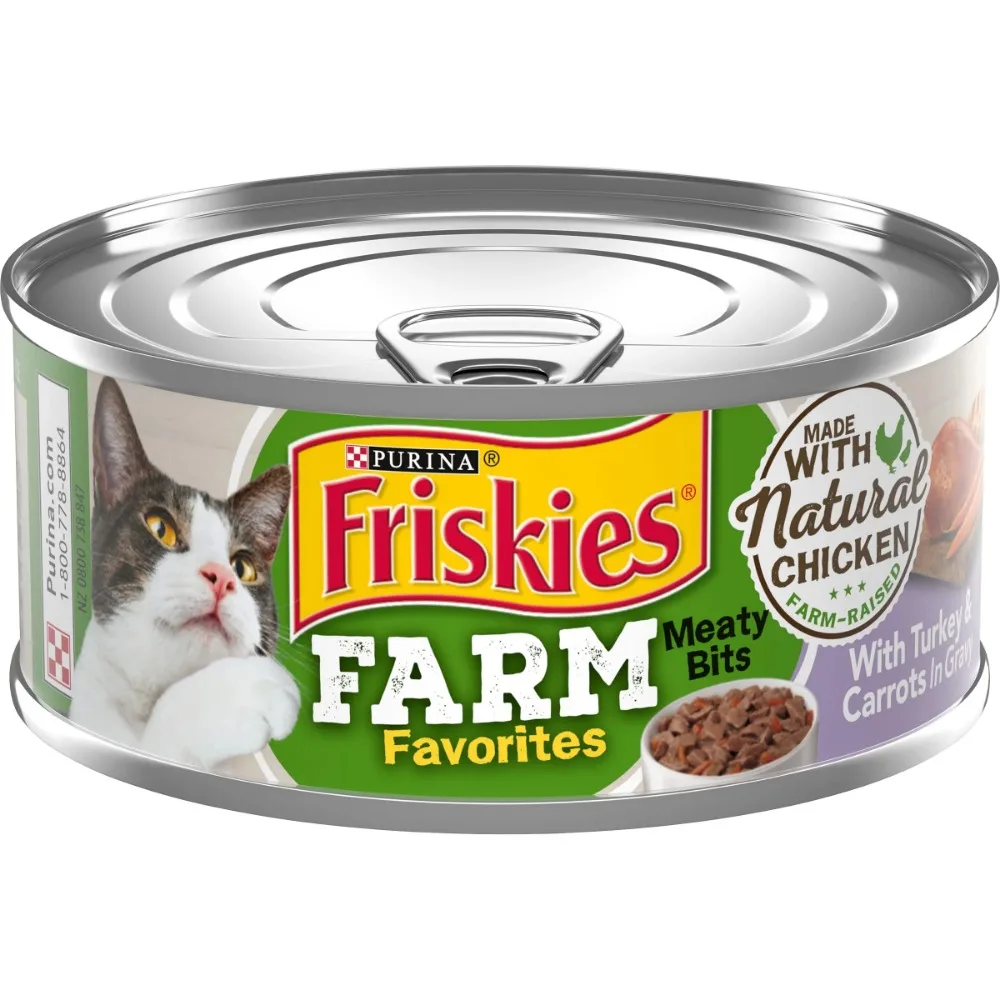 

Purina Farm Favorites Meaty Bits, Turkey, Wet Cat Food, 5.5 oz Cans, 24 Pack