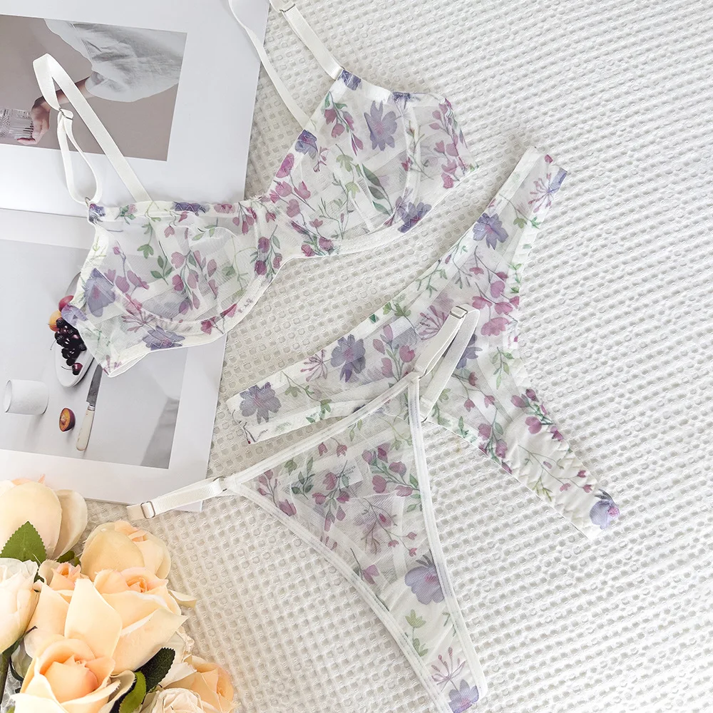 

Сексуальный эротический комплект с цветком, женское сетчатое тонкое прозрачное нижнее белье, бюстгальтер-стринги, комплект микро-бикини, нижнее белье, сексуальные костюмы