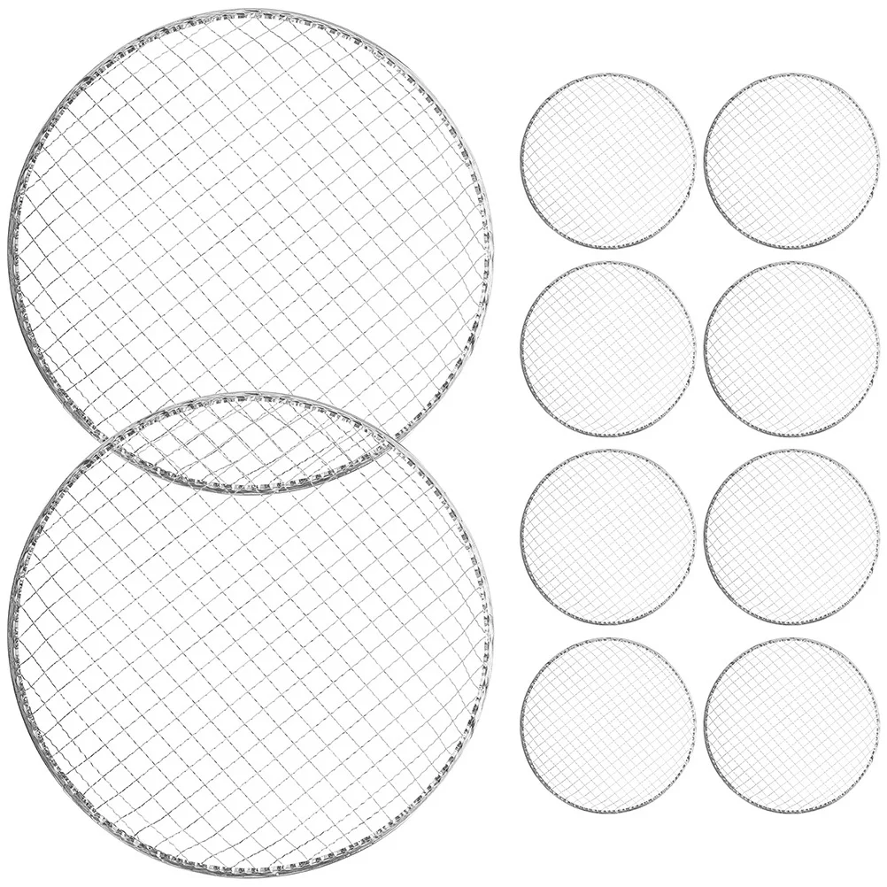 

10 шт. круглая решетка для барбекю, коврик для приготовления пищи на природе, решетка для костра, уличная сетка для гриля, металлическая сетка для гриля для аксессуаров для барбекю