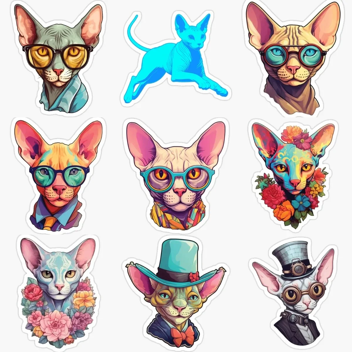 

Creative Canadian Hairless Cat Sphynx Cat Pets PVC Stickers for Decorate Fridge Table Wall Car Helmet Bumper Bicycle Decal