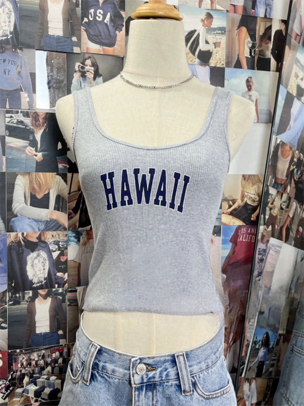 

Letter Print Ribbed Crop Top Women Harajuku Soft Cotton Sexy Sleeveless Summer Gray Vests Y2k Streetwear Vintage Slim Tank Tops