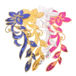 1 Pair Clothing DIY Patchwork Sticker Applique Badges Crafts Handmade Sequins Flower Embroidered Iron On Patches