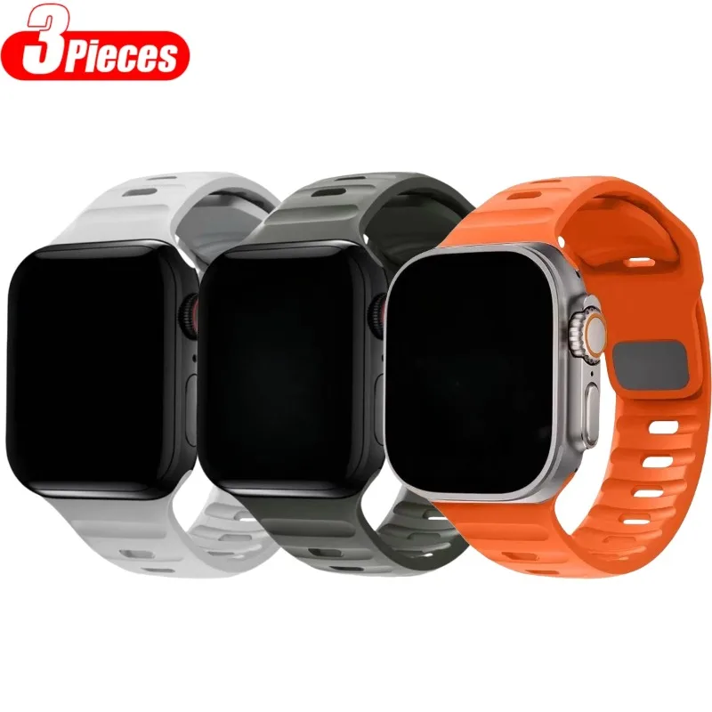 Silikonarmband für Apple Watch 44mm 40 45 41 42 46 38mm Sportarmband iWatch Series 12 11 10 9 SE 8 7 6 5 4 Ultra 2 49mm