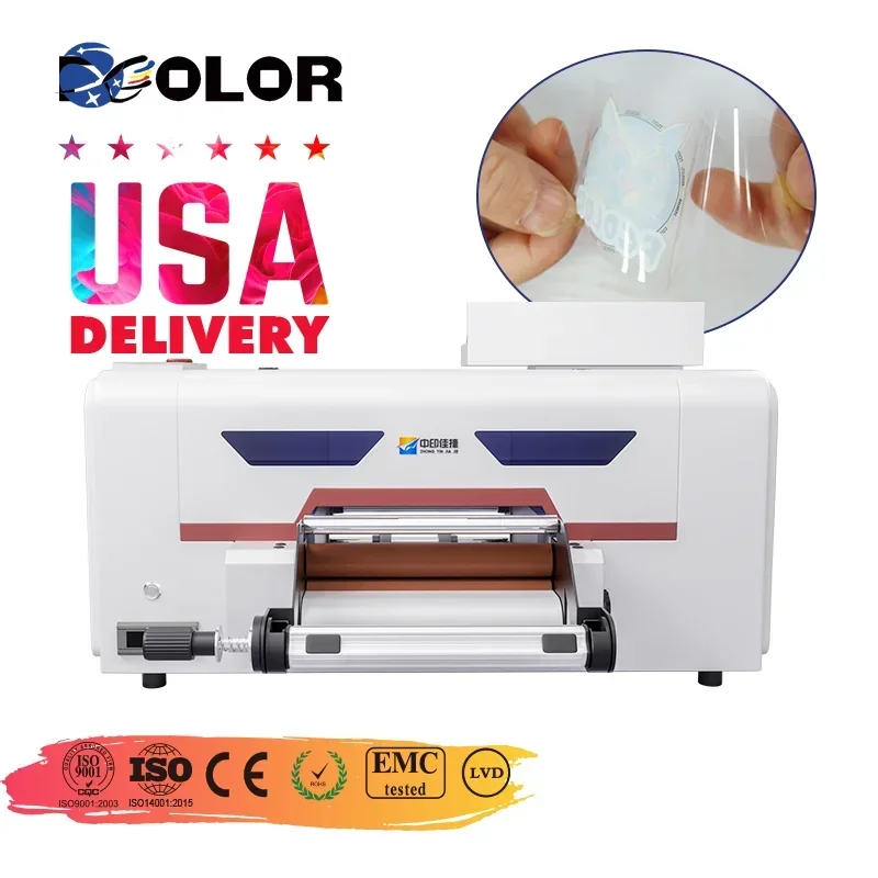 Yunyi Fcolor Printing 42cm A2 A3 All in 1 Mini Roll to Roll UV DTF Sticker Printer Machine with Laminator AB Film