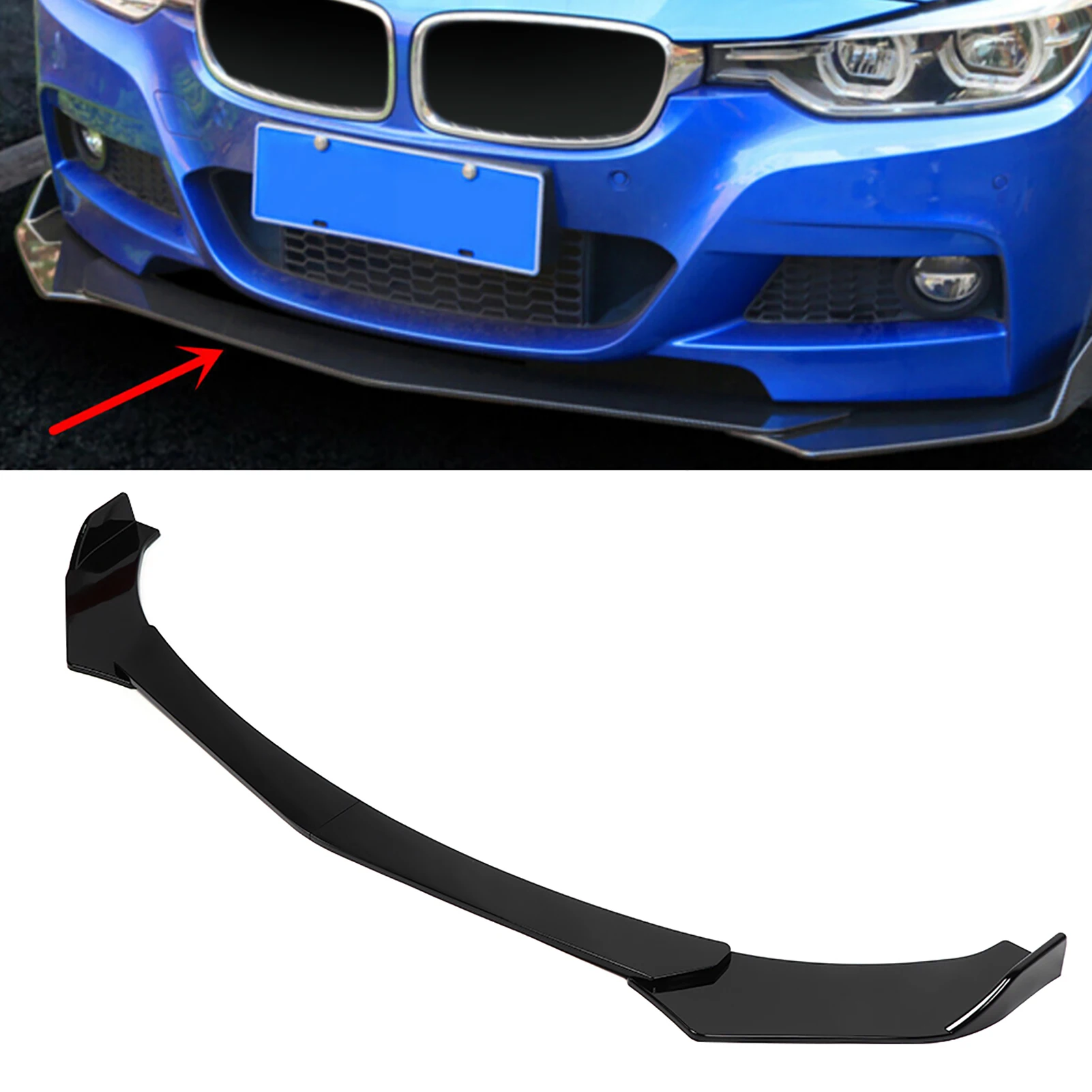 Front Bumper Lip Splitte Body Kit Spoiler Glossy Black Universal Fits for Vauxhall Opel