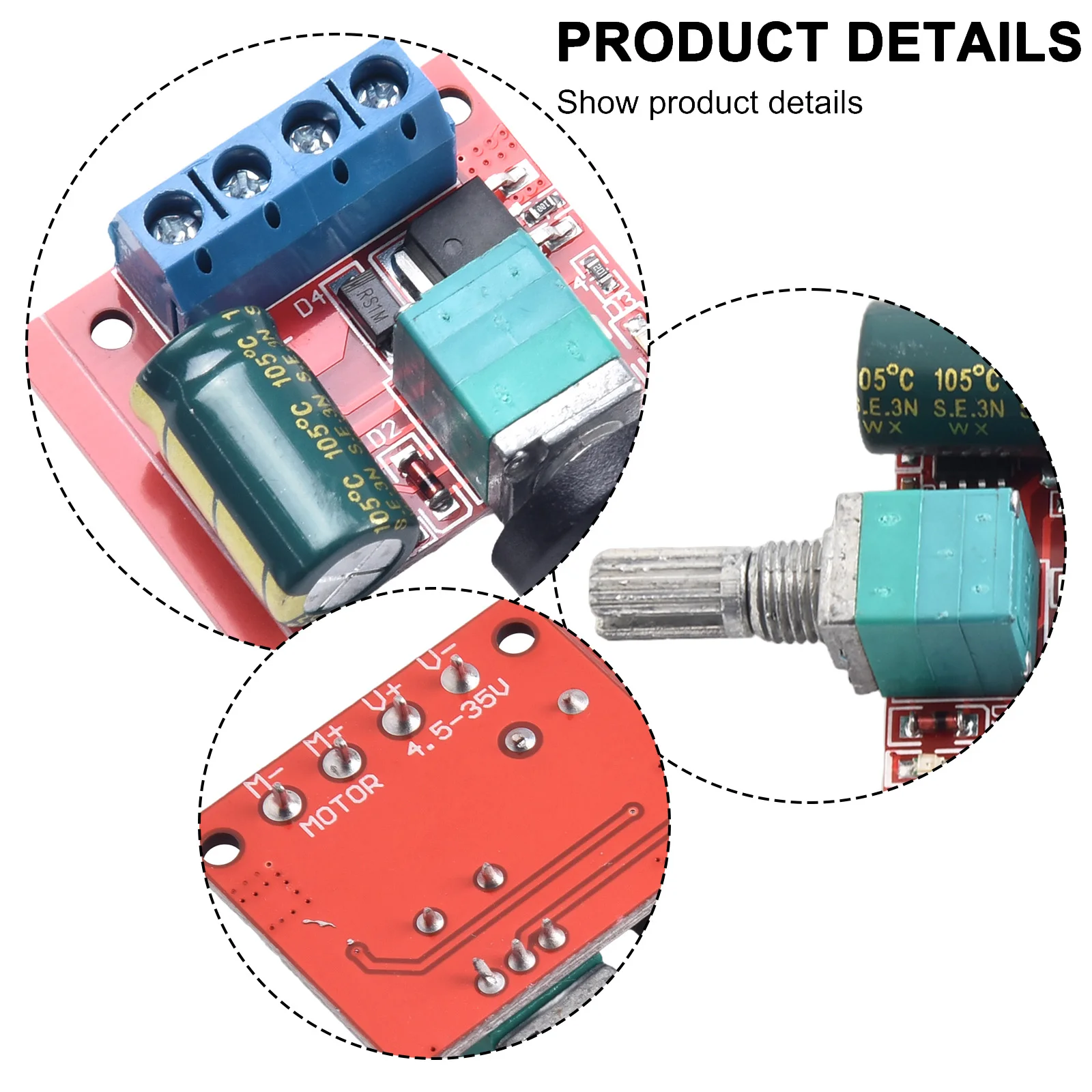 Speed Controller for PWM For DC Motors up to 5A Adjustable Power Supply with Compact Design for Easy Integration