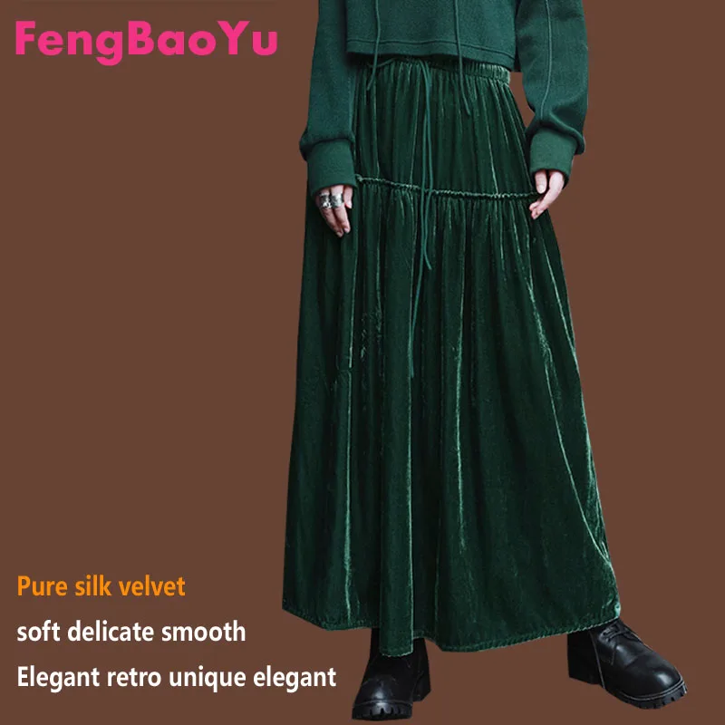 

Fengbaoyu, женское полуплатье из натурального шелка, длинное платье в стиле ретро, гладкое, блестящее, мягкое и удобное повседневное платье