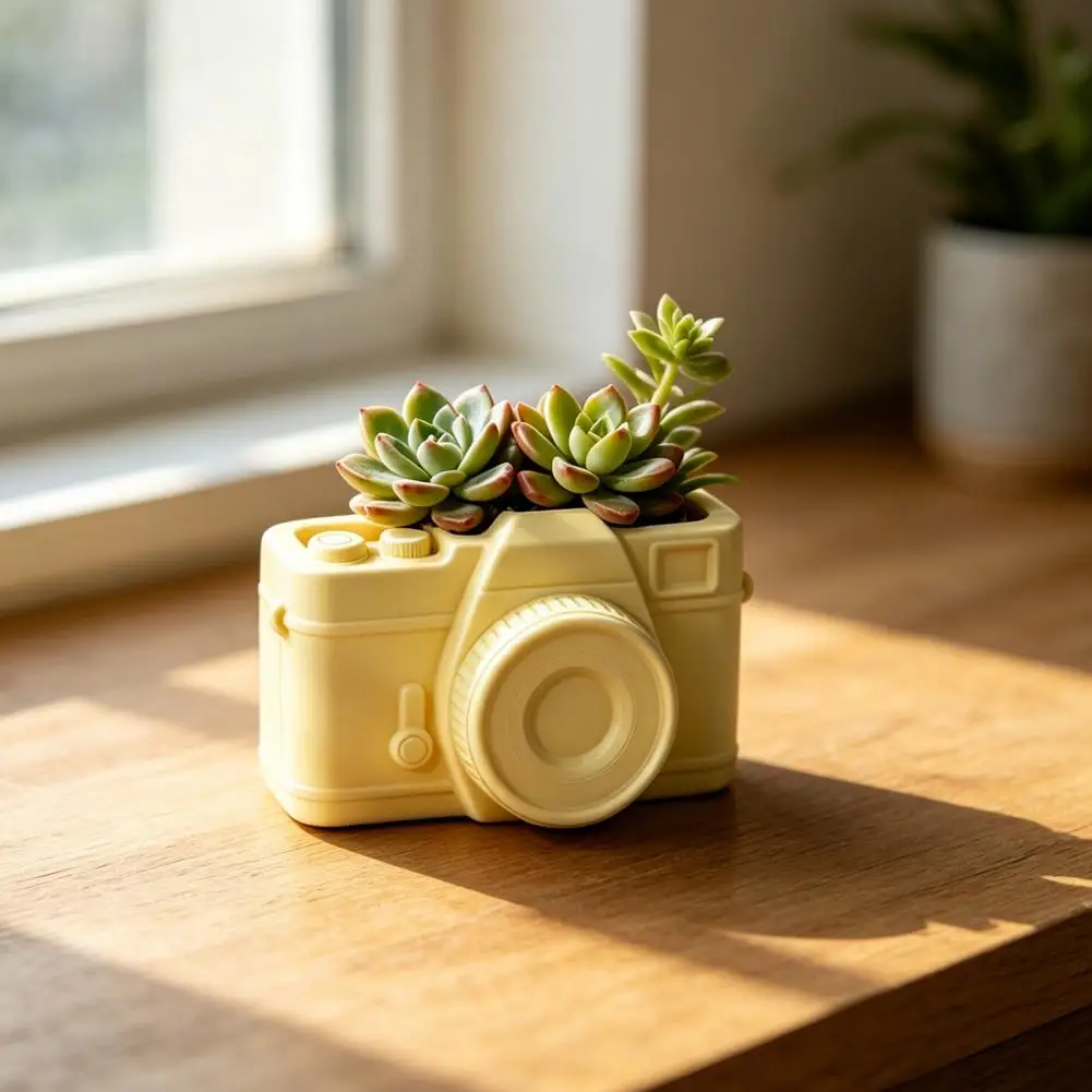 Succulents Pot Cute Cartoon Planter Cute Airplane Succulents Planter Decorative Desktop Plant Pot Fun Camera Cactus for Small