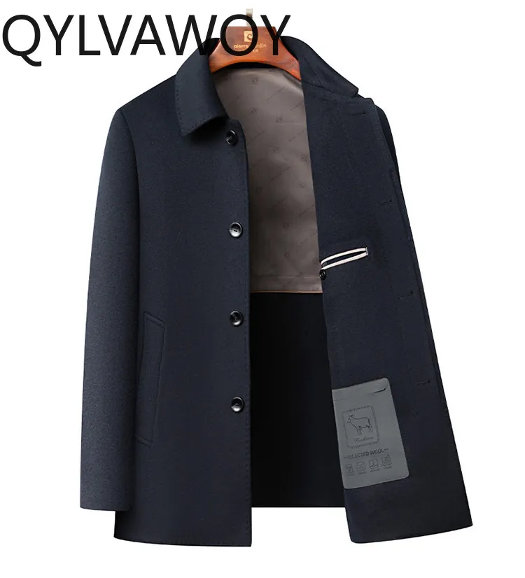 QYLVAWOY 70% Wool Coats for Man High Quality Woolen Jacket Casual Lapel Men Clothing Fashion Coat Jackets Chamarras Para Hombre