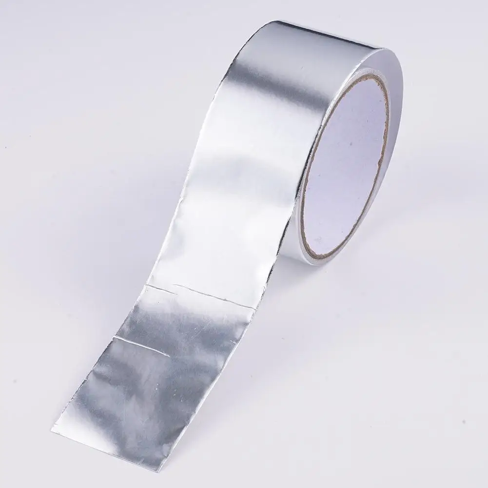 5mx5cm Fiberglass Heat Reflective Tape Silver High Wrap Exhaust Heat Sound Temperature Band Insulation Thermal Tape E5A8