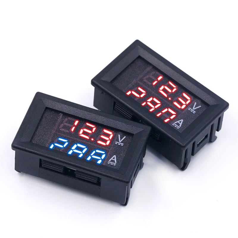 DC 0-100V 10A Digital Voltmeter Ammeter Dual Display Voltage Detector Current Meter Panel Amp Volt Gauge 0.28" Red Blue LED image 3