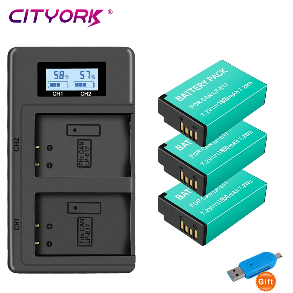 CITYORK LPE17 LP E17 LP-E17 E17 akumulator do aparatów Canon EOS 200D M3 M6 750D 760D T6i T6s 800D 8000D pocałunek X8i + LCD podwójna ładowarka USB