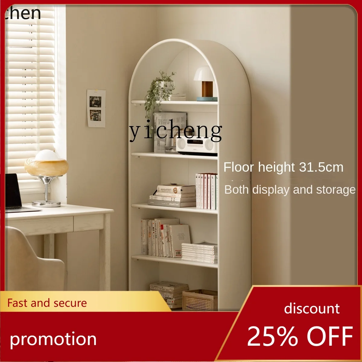 

ZML solid wood bookshelf wall display cabinet, white floor standing bookshelf storage rack display cabinet