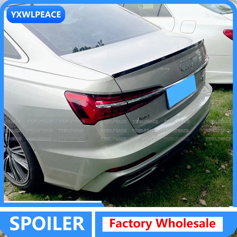 

For Audi A6 S6 SLINE RS6 C8 S Style 2019 2020 2021 2022 Spoiler ABS Plastic Car Rear Trunk Lip Wings Body Kit Accessories