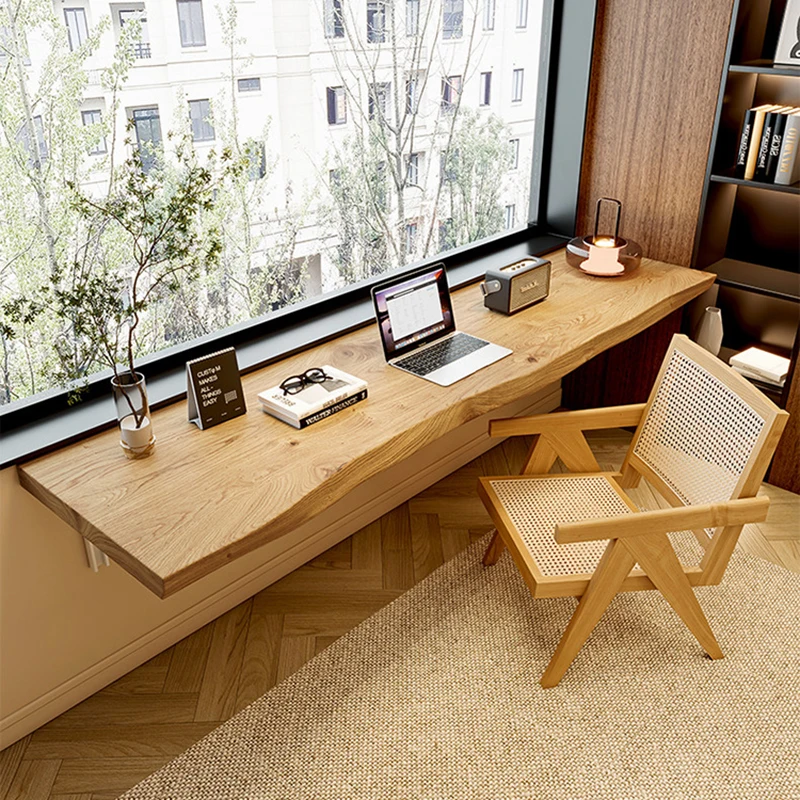

Japanese Style Solid Wood Folding Desk Modern Design Floating Partition Wall Mounted Computer Desk Study Furniture โต๊ะลอย FYFD
