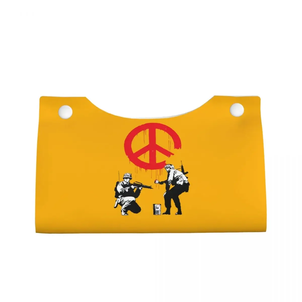 Custom Banksy Soldiers Facial Tissue Box Cover Rectangular Street Graffiti Artist PU Leather Tissue Box Holder for Car Toilet