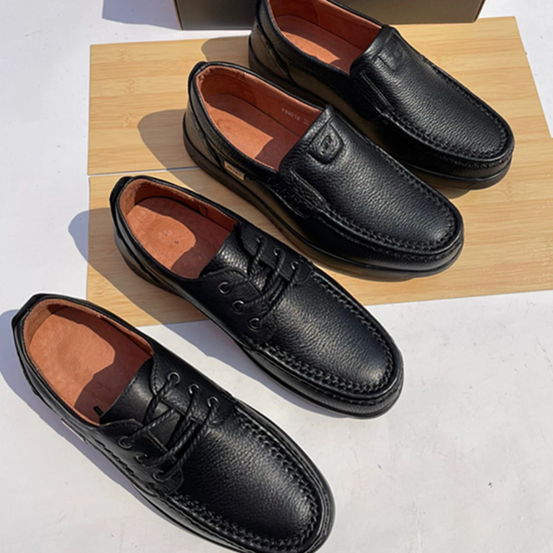 

Withered Business Casual Commuting Cowhide Shoes Man Autumn British Men's Leather Moccasin Shoes