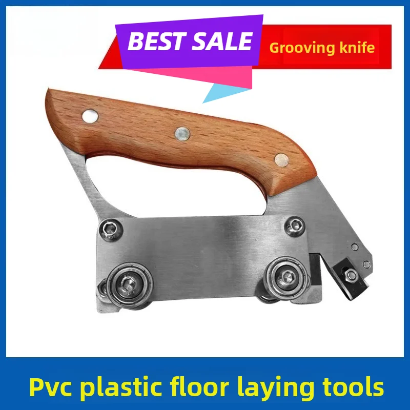 Manual Floor Grooving Tool PVC Vinyl Sheet Cutter with Wood Handle Grip Flooring