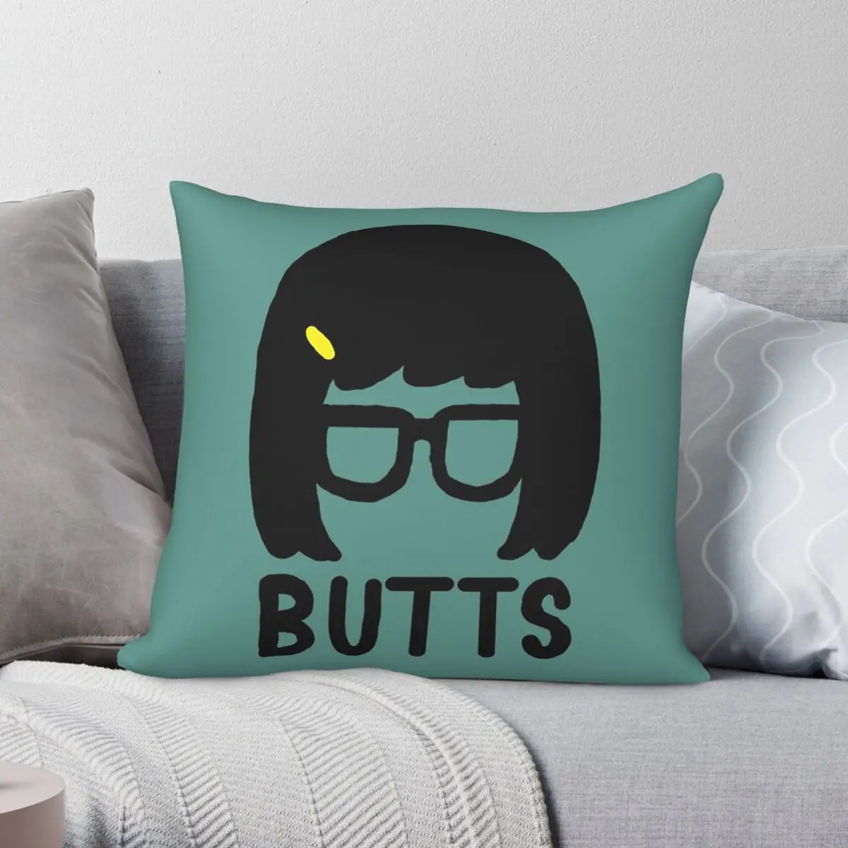 Bob's Burgers Tina Belcher Butts Square Pillowcase Polyester Linen Velvet Creative Zip Decor Sofa Seater Cushion Cover