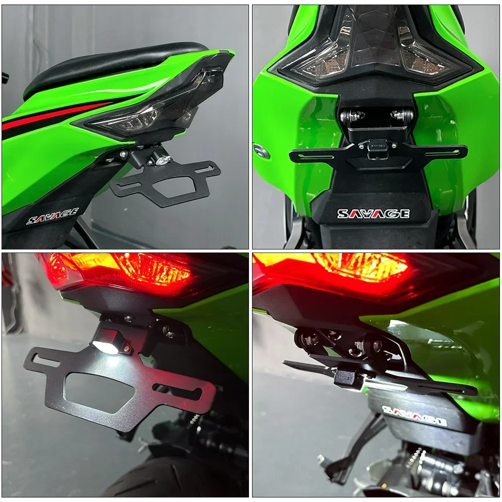 ZX-4R ZX-25R Hidden License Plate Holder For KAWASAKI NINJA ZX4R ZX4RR ZX25R Motorcycle Tail Tidy Fender Eliminator LED Light