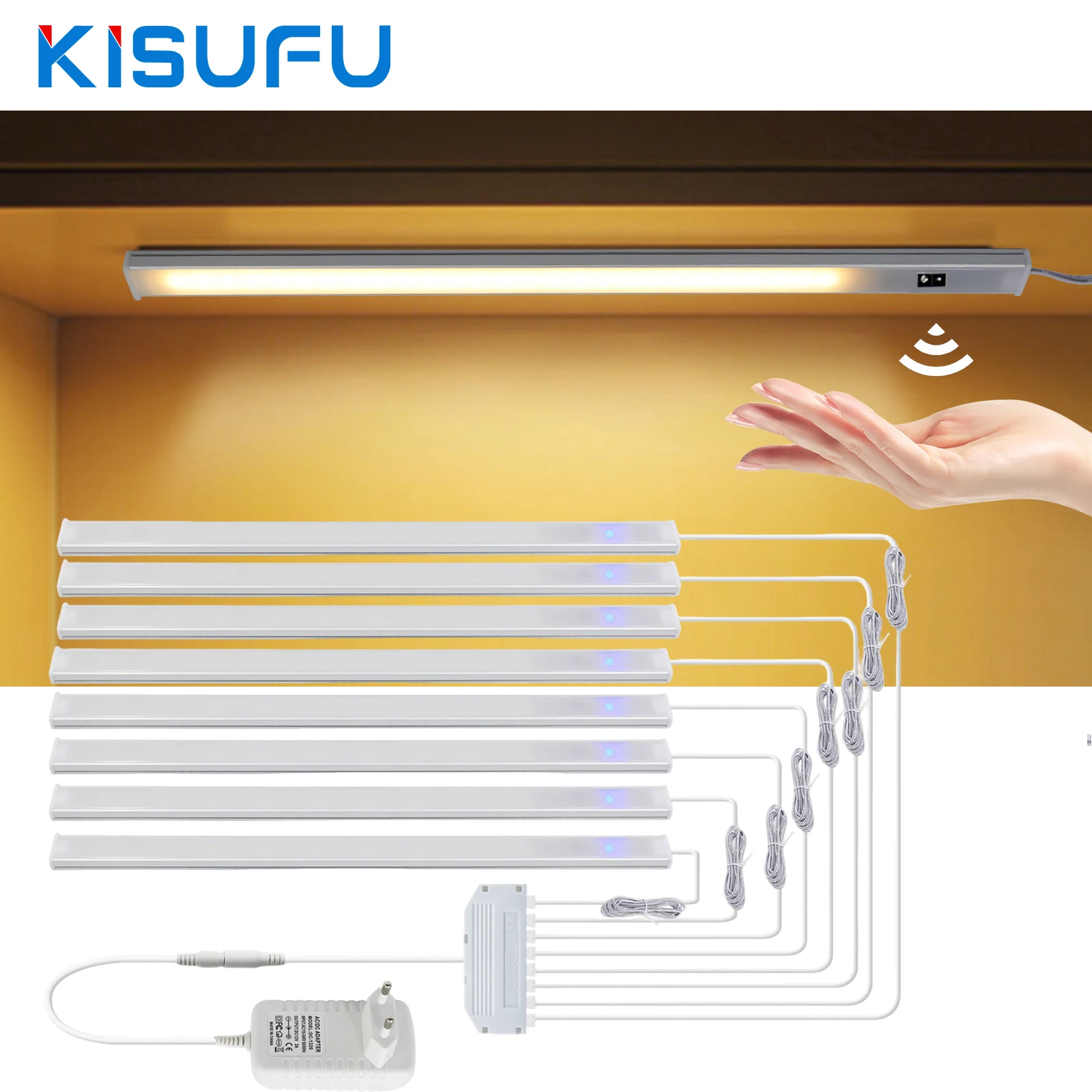 1-8 Stück LED-Unterbauleuchte für Küche 12V mit Handbewegungssensor Berührungsschalter 30/40/50CM Dimmbare Aluminium-Lichtleiste