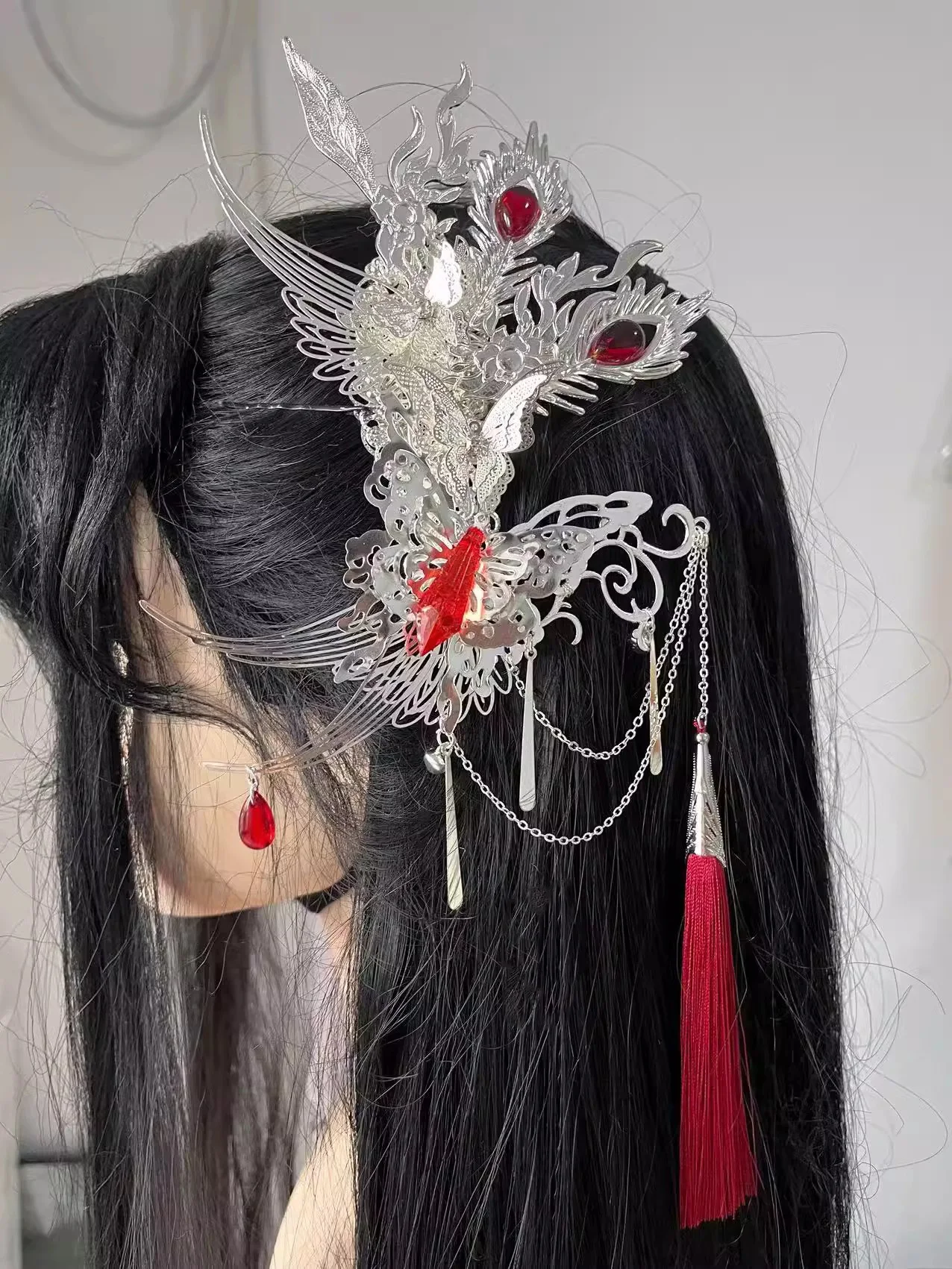 Heaven offices Blessing Hua Cheng Cosplay Streamer Headwear, escenario de baile Huacheng, adulto antiguo Tian Guan Ci Fu