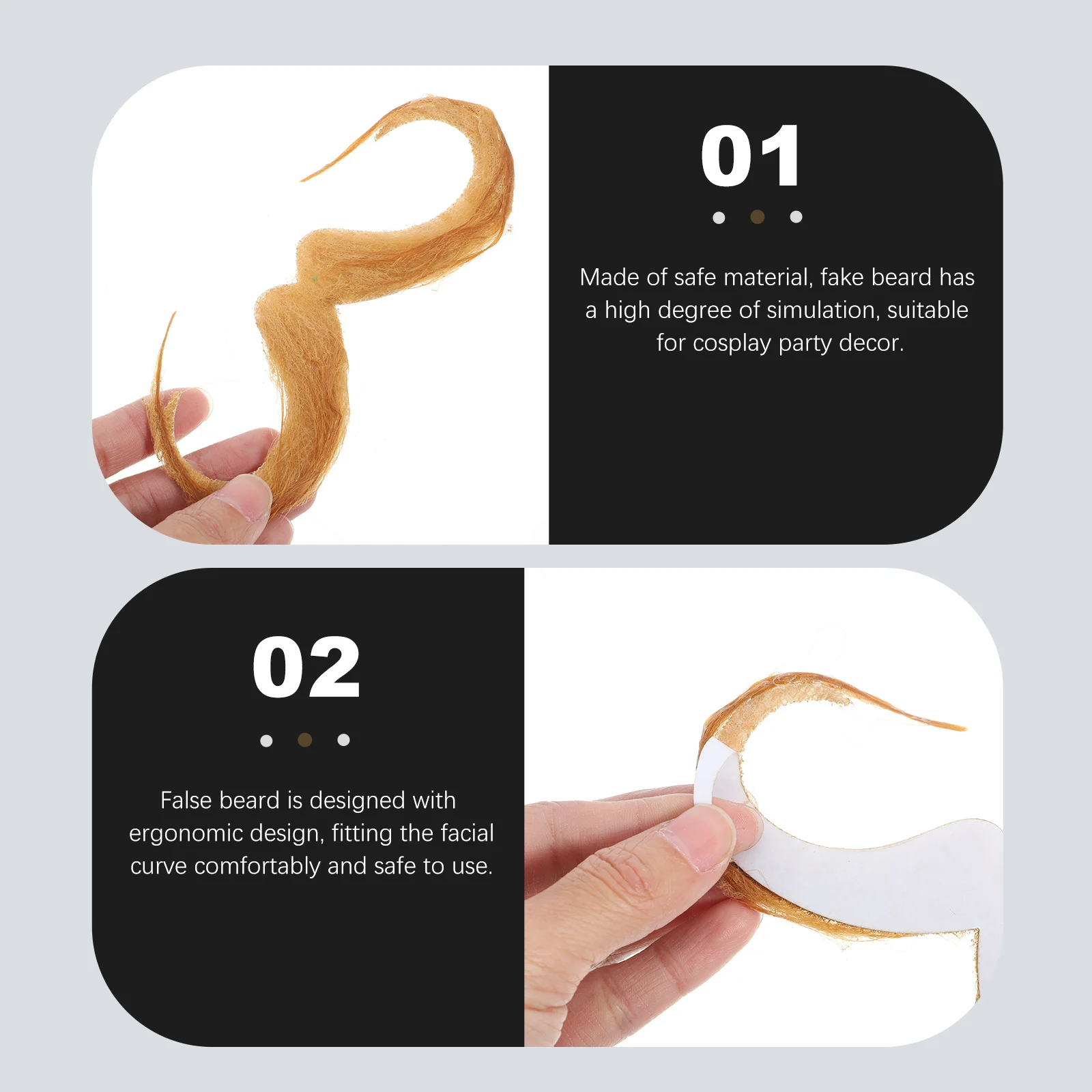 หนวดปลอมสำหรับผู้ชาย หนวดเคราเหมือนจริง สำหรับงานคอสเพลย์ ปาร์ตี้ฮาโลวีน อุปกรณ์ประกอบการแสดง ใช้งานสะดวก ปลอดภัย