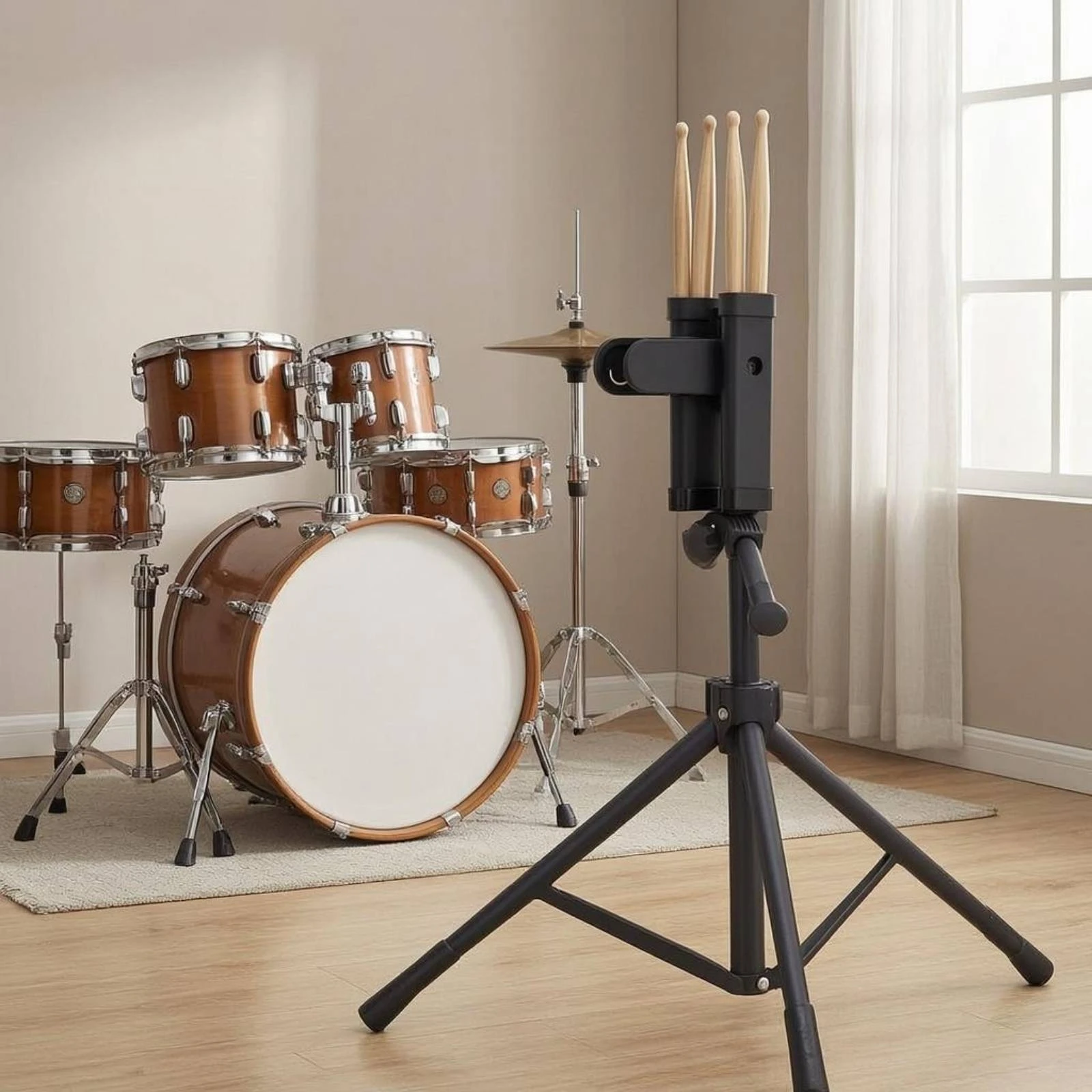 

Clamp-on Drumstick Holder Easy to Install Clamp Drum Stick Bag Drum Stick Container Clamp Holds 2 Pairs Music Accessory