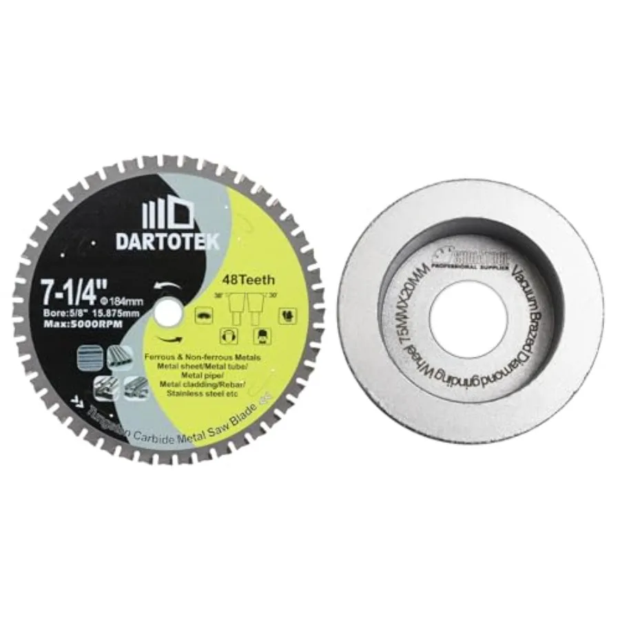 

Отрезной диск по металлу 7-1/4 дюйма/184 мм, 48 зубьев, с напайками из карбида вольфрама (TCT), для стали, нержавеющей стали и ферросплавов