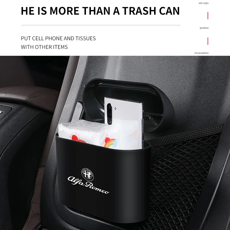 Hanging Car Trash Can Vehicle Garbage Dust Case Storage Box For Alfa Romeo Giulia Stelvio Giulietta 156 159 147 Mito Tonale