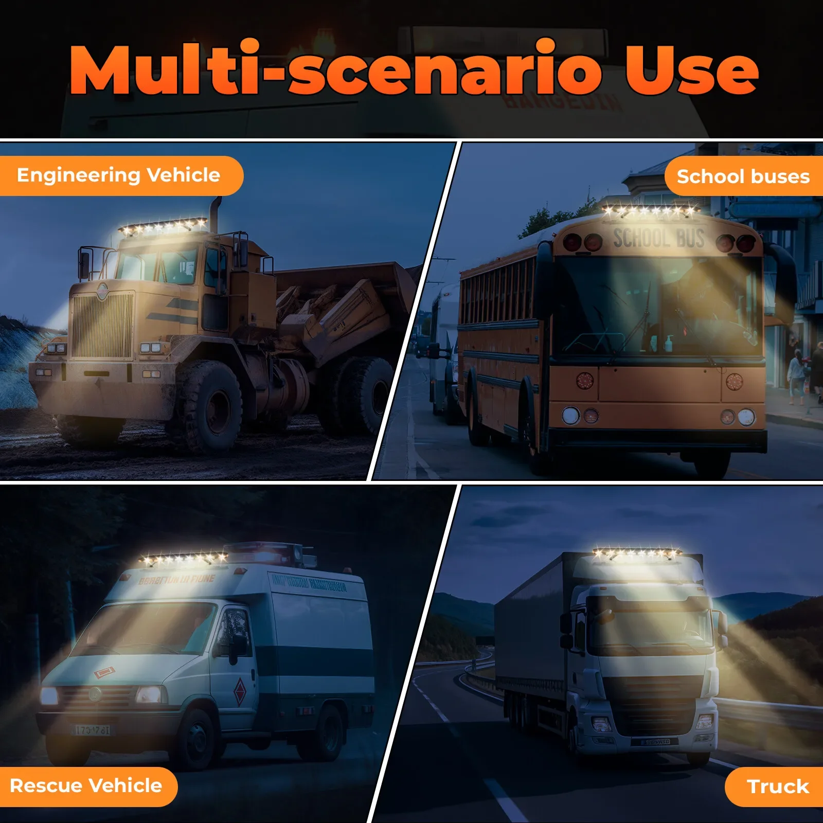 

​​108LED Strobe Light Bar 47 Inch Amber Yellow White Dual Color 360° Visibility 1968ft Distance for Snow Plow Trailers​​