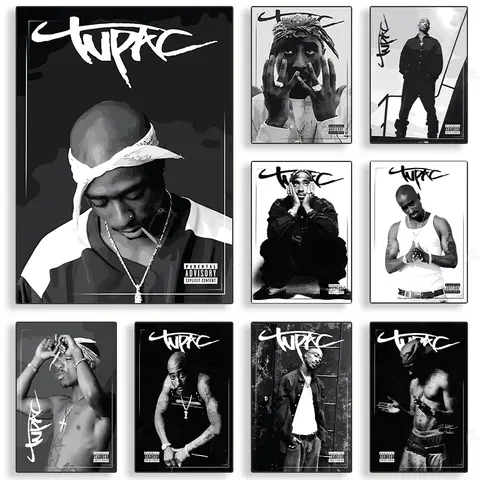 Pósteres e impresiones de rapero de Hip Hop, cantante Tupac Shakur, impresión en lienzo, imagen artística de pared de música moderna para decoración del hogar y la sala de estar