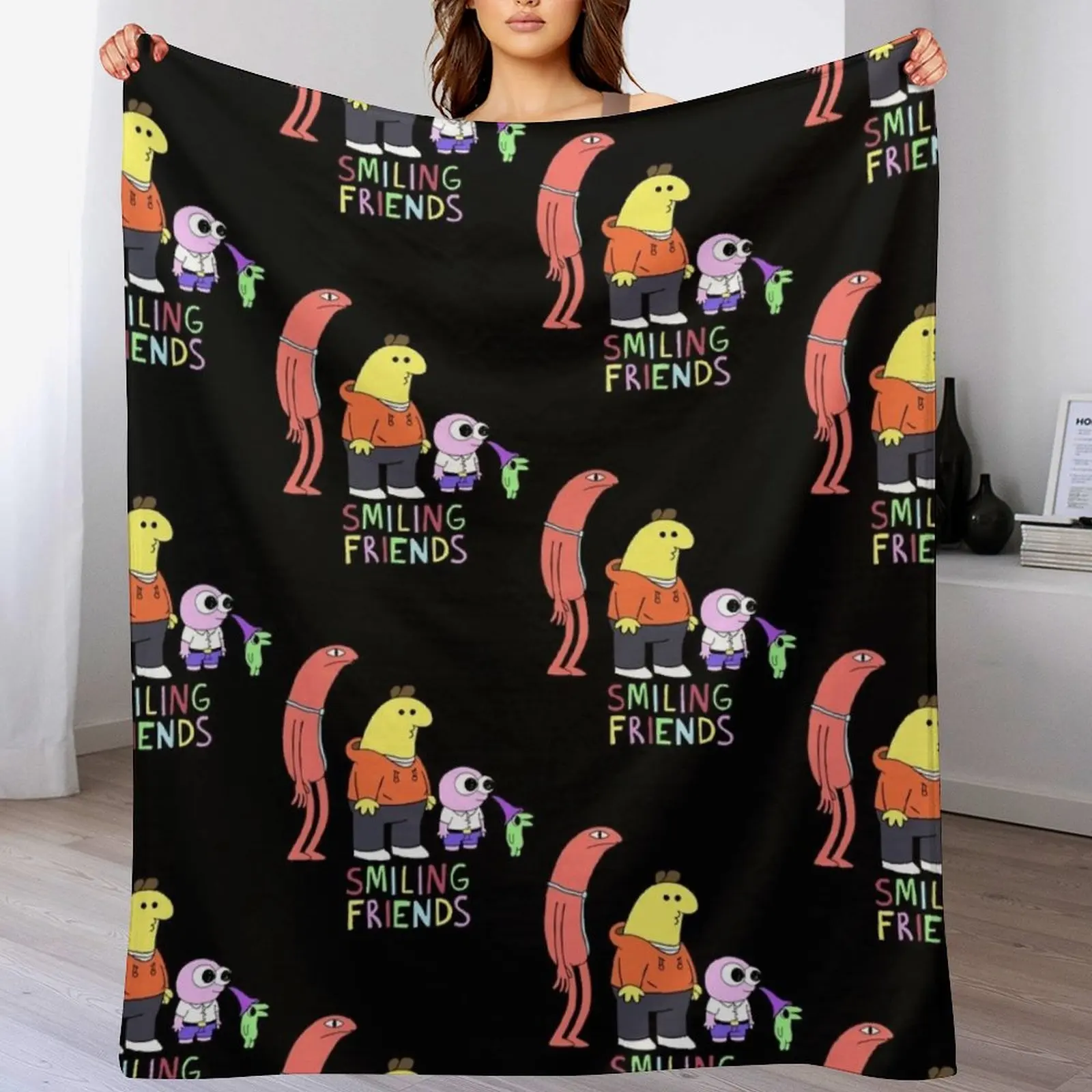 

Smiling Friends Cartoon Throw Blanket Flannel for winter Polar valentine gift ideas Blankets