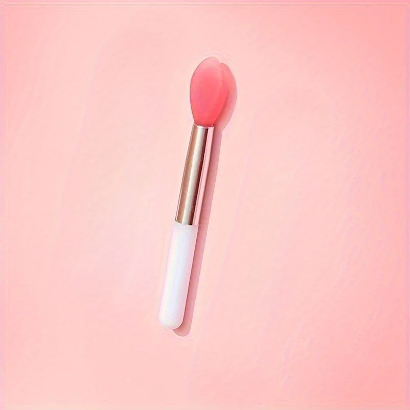 シリコンリップブラシ3本セット - ミニ、手のひらサイズのアプリケーター、口紅、グロス、マスク用、防塵アイシャドウメイクブラシ付き