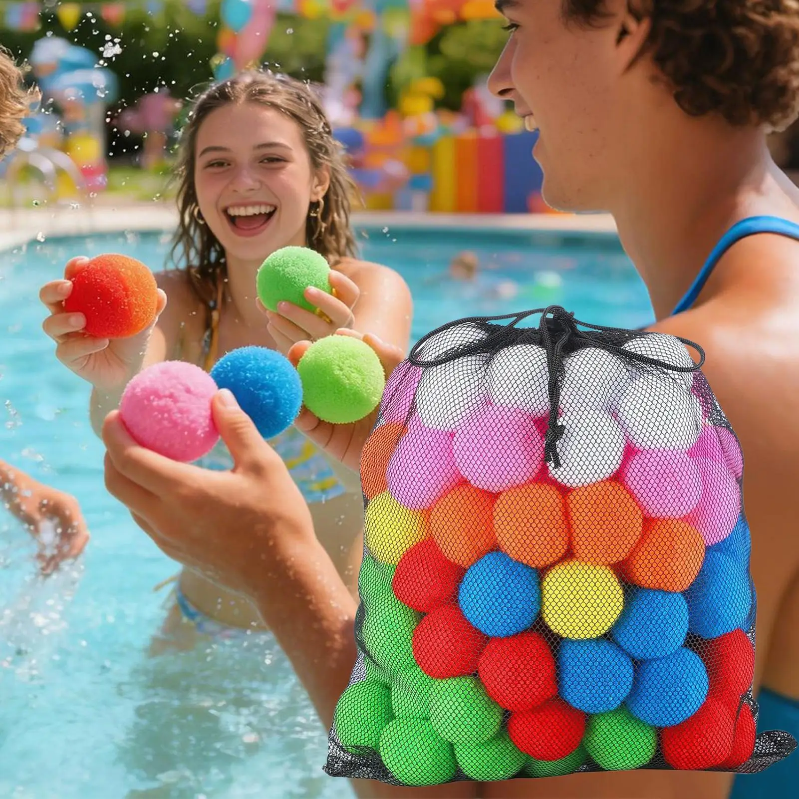 60 piezas de bolas de esponja reutilizables, juguetes blandos para fiestas de verano, juguetes de globos que absorben agua para piscina, césped y playa