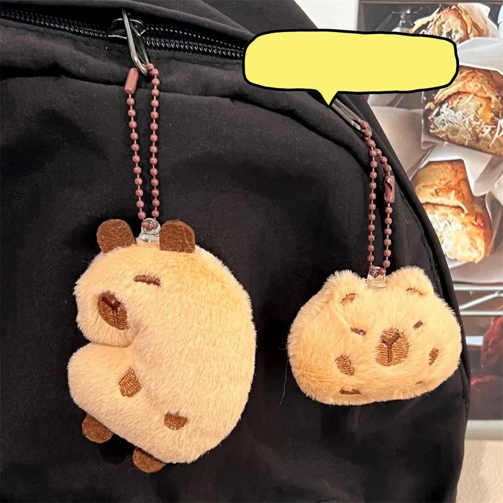 Adorável desenho animado capivara chaveiro de pelúcia macio pelúcia broches de pelúcia pingente de cobaia unissex