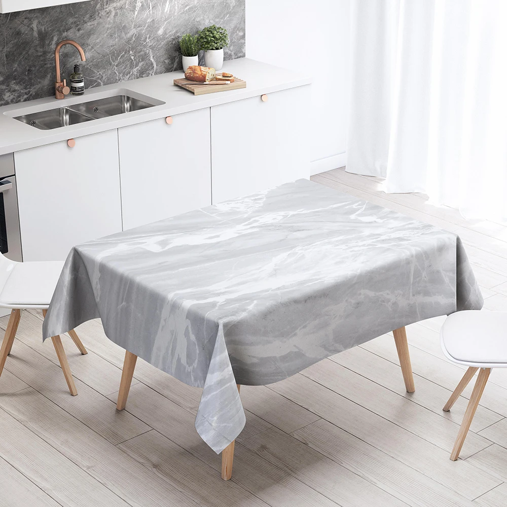 Marble Pattern Tablecloth Stain Resistant Waterproof Dining Table Home Decor Rectangular Kitchen Fireplace Countertop