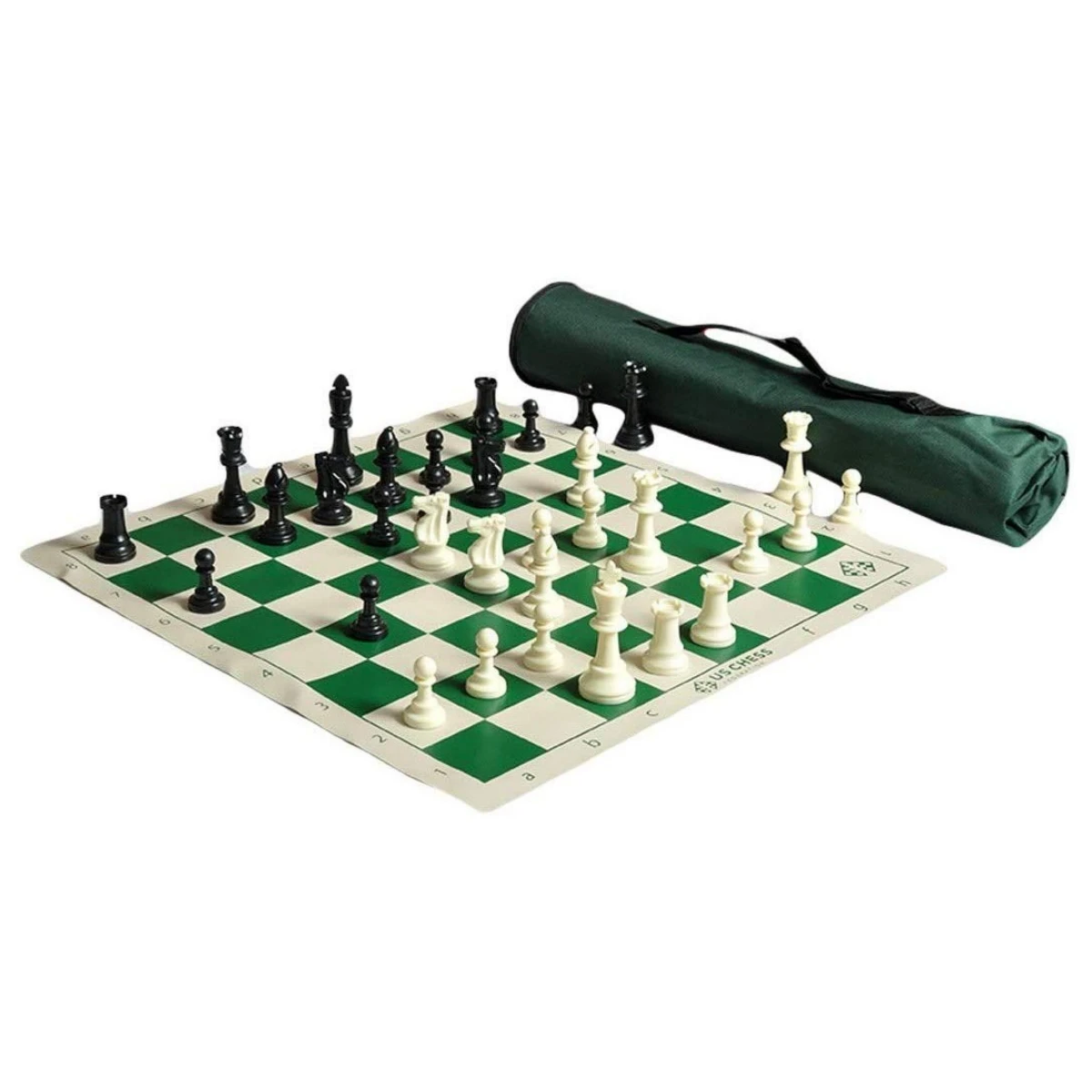 97mm Weighted Tournament Chess Set with Roll up Board - Portable Chess Set, Competition Chess Set, Board Game