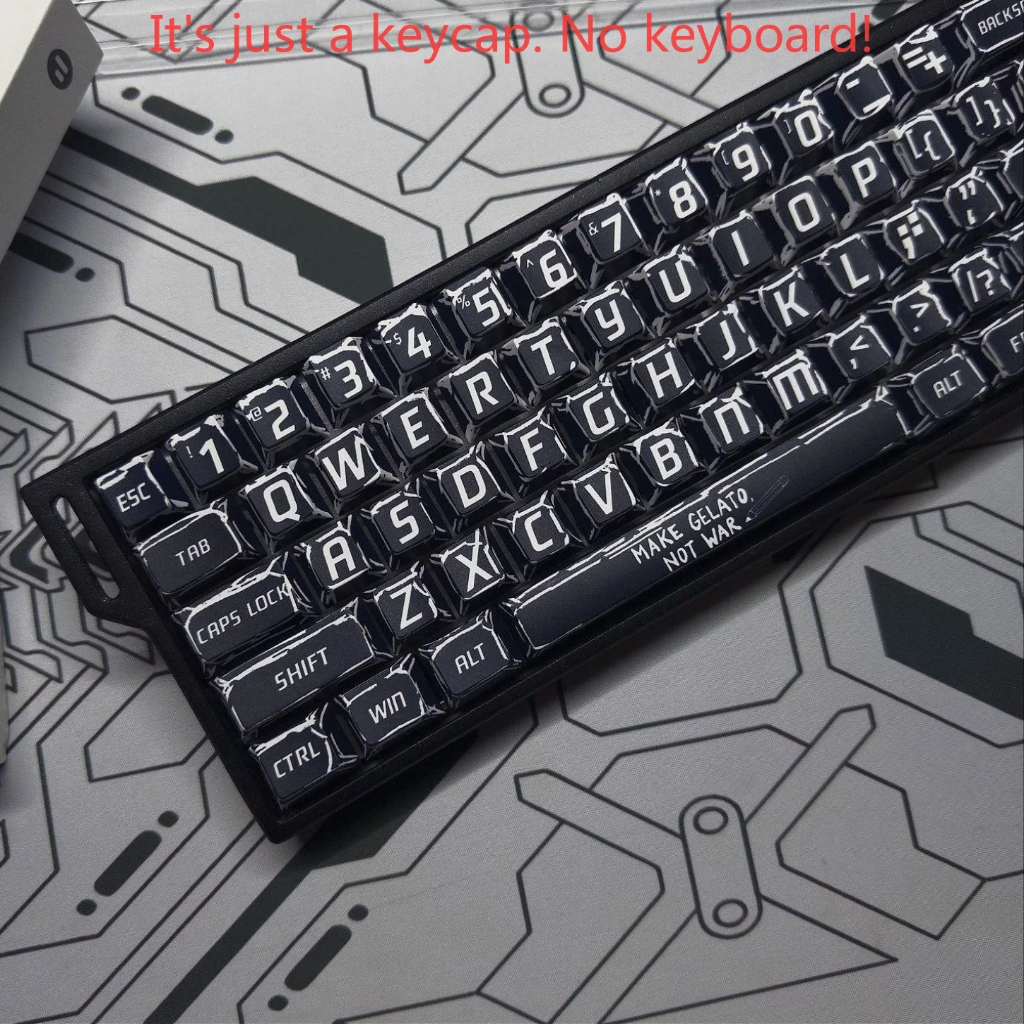 Manga Style Minimalist Black White Cherry Keychain PBT  Key Personalized Adaptation 61/75/87/104/108 Wooting Mechanical Keyboard