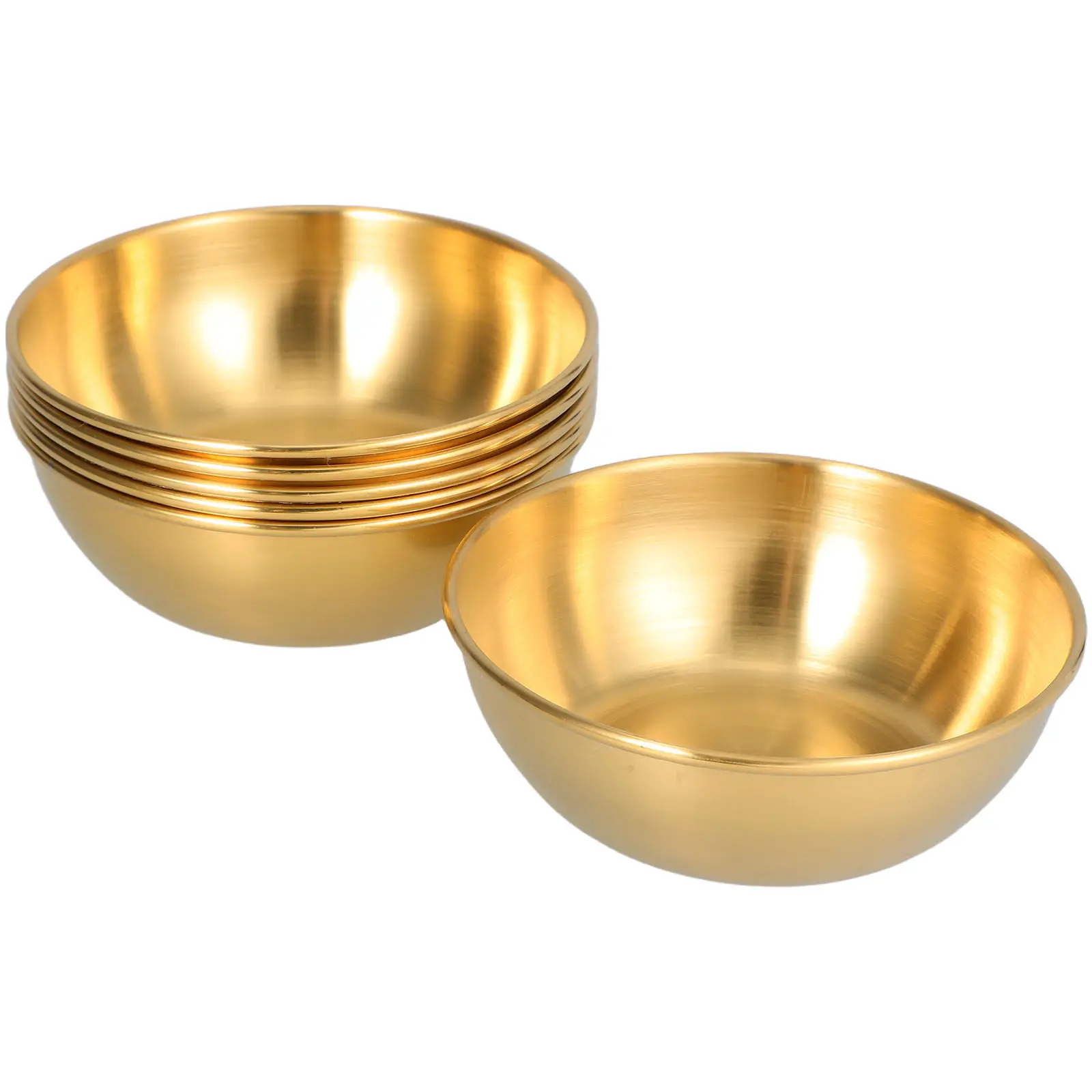 Juego de 6 Tazones Redondos de Acero Inoxidable para Condimentos, Salsas, Sushi, Curry, Especias